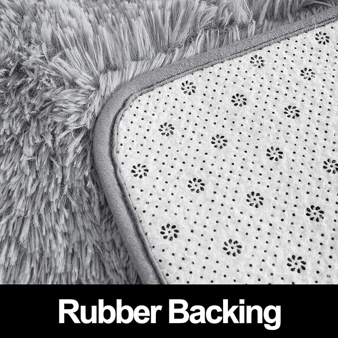 Super Soft Fluffy Shaggy Rugs 6x9 Feet for Living Room Bedroom, Fuzzy Plush Area Rugs for Girls Kids Room Nursery Home Decor, Furry Dorm Throw Rug Cute Non-Slip Indoor Floor Carpet, Grey