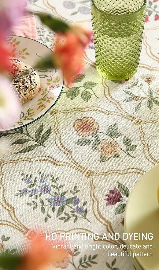 ISAENNE Designer Small Square Tablecloth,Western Linen Colorful Floral Indoor Table Cloth,Wrinkle Resistant Decor Tablecloths for Dining Thanksgiving Kitchen Christmas,55"*55"-Serenity B