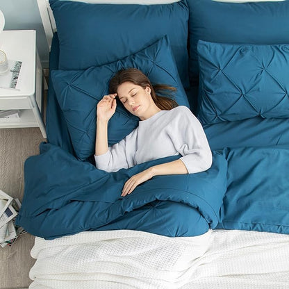 Bedsure Full Size Comforter Sets - Bedding Sets Full 7 Pieces, Bed in a Bag Teal Blue Bed Sets with Comforter, Sheets, Pillowcases & Shams, Adult & Kids Bedding