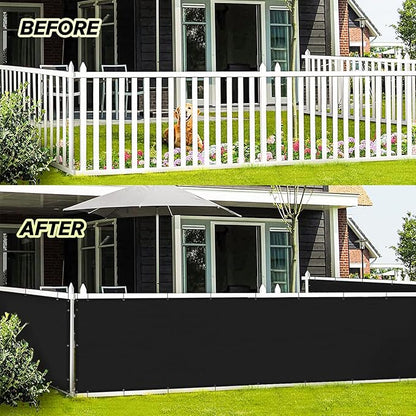 LOVE STORY 3'x115'' Black Balcony Privacy Screen Fence, UV Protection Weather-Resistant 3 FT Height Shield for Deck, Patio, Backyard, Outdoor Pool, Porch, Railing