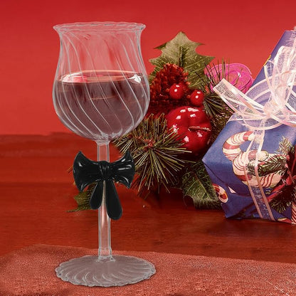 Ml Elegant Bow Wine Glasses for Valentine's Day Dinner and Weddings, Romantic Atmosphere Creator with Ornate Glass Design to Enhance Celebration Glassware Collection