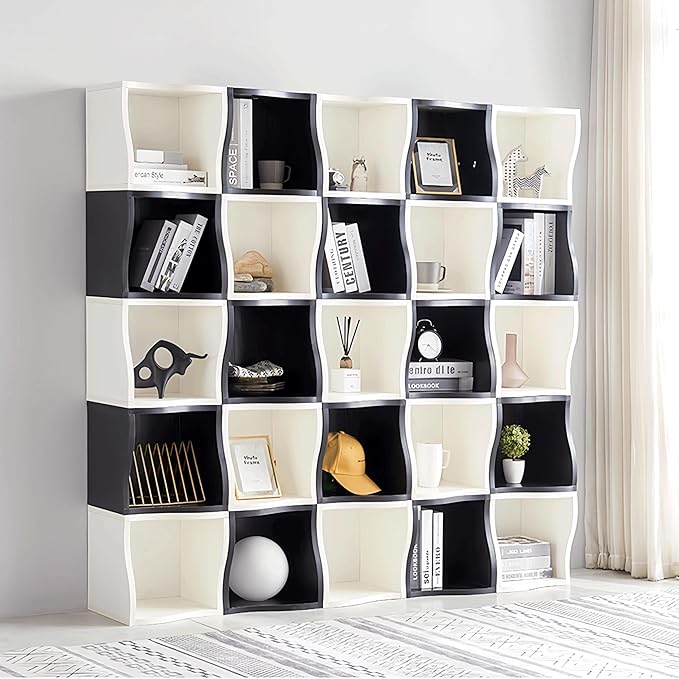 DIY Bookcase, 2 Cube Storage Organizer, Stackable Modular Book Shelf for Bedroom, Living Room, Office, Closet