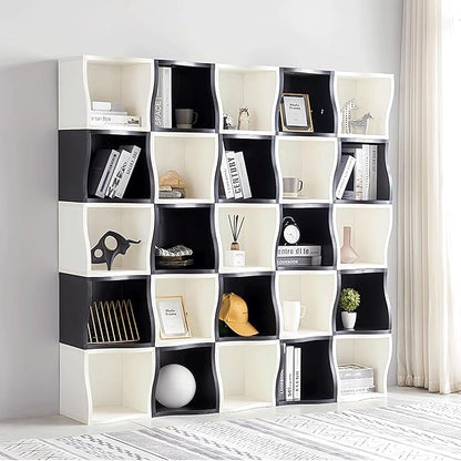 DIY Bookcase, 2 Cube Storage Organizer, Stackable Modular Book Shelf for Bedroom, Living Room, Office, Closet