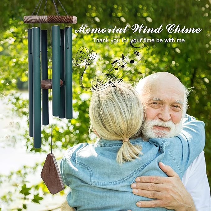 Large Wind Chimes for Outside, 30" Aluminium Wind Chime with Wind Catcher, Outdoor Garden Patio Decoration Windchimes, Classic Zen Gift for Men and Women Green