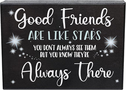 Good Friends Are Like Stars Wooden Sign – Sentimental Gift for Best Friend, Rustic Wall Hanging Decor, Friendship Keepsake, American Made, Thoughtful Birthday