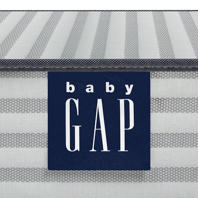 babyGap by Delta Children Charlie 6-in-1 Convertible Crib TrueSleep Crib and Toddler Mattress (Bundle), Bianca White