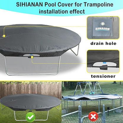 8 Ft Wintet Pool Cover, with Automatic Drain Round Pool Cover, One-Piece Quick Installation and Removal for Round Hot Tub and Spa Pool, Preventing Waterlogging, UV Protected