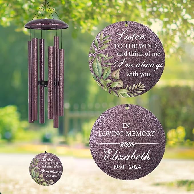 ASTARIN 36" Large Deep Tone Personalized Sympathy Wind Chimes, Memorial Wind Chime for Loss of Mother Father Loved One, Bereavement Gifts Decor Outdoor Patio Garden Graveyard