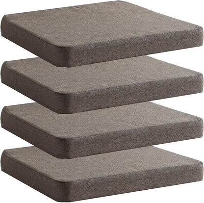 Chair Cushion for Dining Chairs with Ties 4 Pack Non Slip Memory Foam Kitchen Room Chair Pads 17x16 Inch, Brown