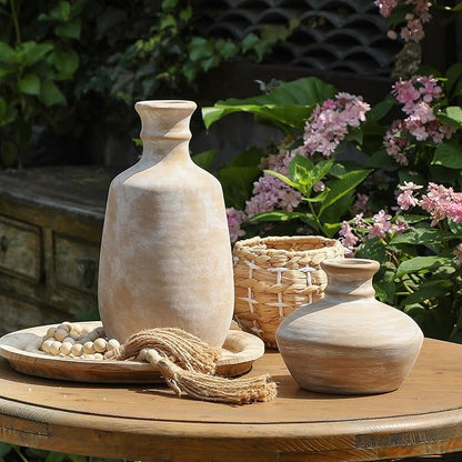 Ceramic Rustic Flower Vase, 12.4" Large Farmhouse Vases Home Decor Pottery Neutral Decorative Vase Pampas for Table Entryway Bookshelf Living Room Kitchen Bedroom