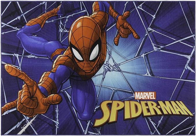 Gertmenian Marvel Rug Boys Childrens Bedroom Decor Kids Home Play Room Mat Bedding Area Carpet; 54x78 Large; Spiderman Superhero Multi-Colored Navy Blue; 47326