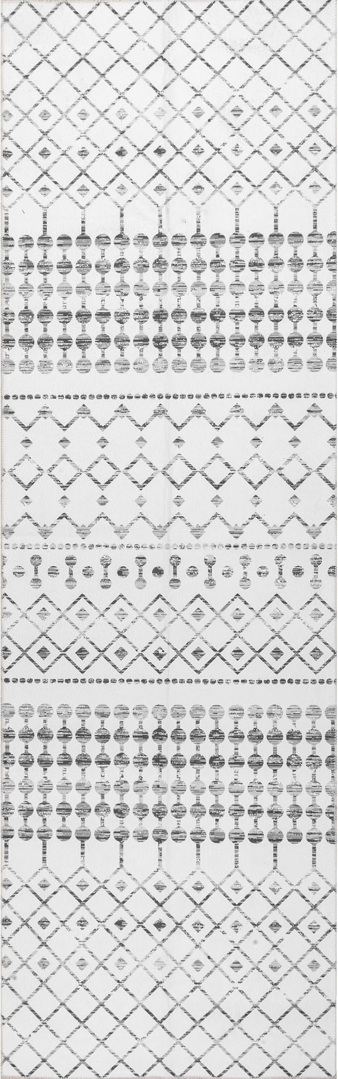 nuLOOM Moroccan Blythe Machine Washable Runner Rug, 2' 6" x 8', Grey, Rectangular, 0.1" Thick