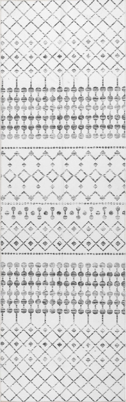 nuLOOM Moroccan Blythe Machine Washable Runner Rug, 2' 6" x 8', Grey, Rectangular, 0.1" Thick