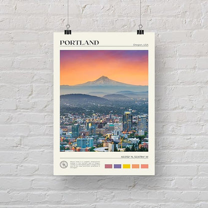 StudioUBILA Portland Wall Art Poster, Decorative Cityscape Landscape Art Prints, Home Decor Wall Art Print for Bedroom Living Room Kitchen Decorations, Unframed