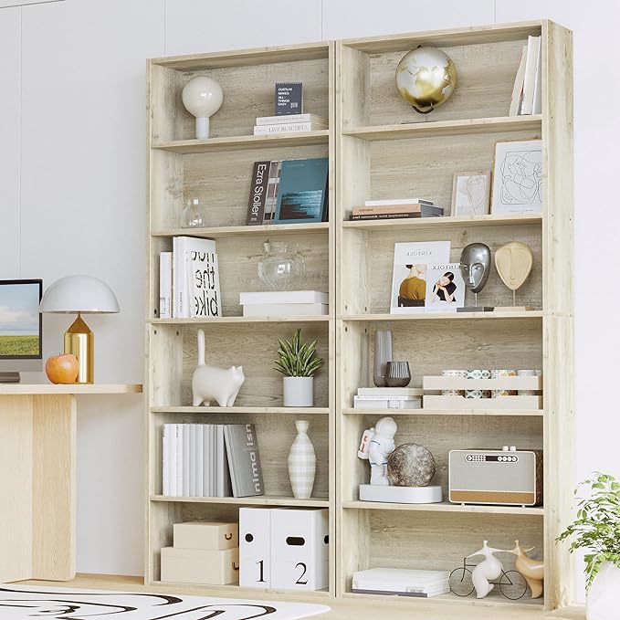 IRONCK Bookshelves and Bookcases Set of 2 Floor Standing 6 Tier Display Storage Shelves 70in Tall Bookcase Home Decor Furniture for Home Office, Living Room