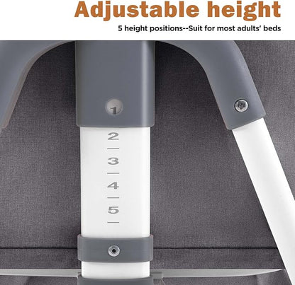 4 in 1 Baby Bassinet,Easy Folding Portable Bedside Crib with Comfy Mattress and Wheels,Height Adjustable Bassinet with Mosquito net Included,Grey
