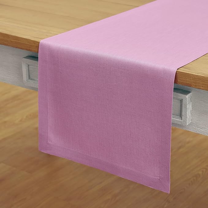 Solino Home Linen Violet Table Runner 108 Inches Long - 100% Pure Linen 14 x 108 Inch Table Runner for Dining, Halloween - Fete