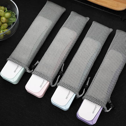 DEVICO Travel Utensils, 18/8 Stainless Steel 4pcs Cutlery Set Portable Camp Reusable Flatware Silverware, Include Fork Spoon Chopsticks with Case (Blue)