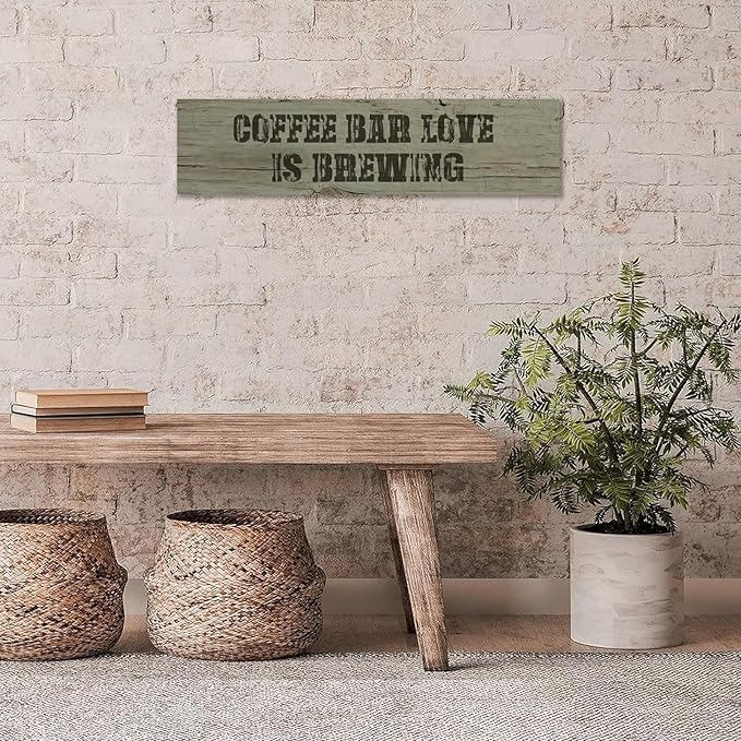 Generic Funny Wood Sign Coffee Bar Love is Brewing Rustic Wooden Hanging Sign Home Farmhouse Kitchen Wall Decoration 16 x 6 Inch