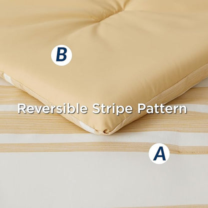 Bedsure Bed in a Bag California King Size 7-Piece Yellow White Striped Bedding Comforter Sets All Season Bed Set, 2 Pillow Shams, Flat Sheet, Fitted Sheet and 2 Pillowcases
