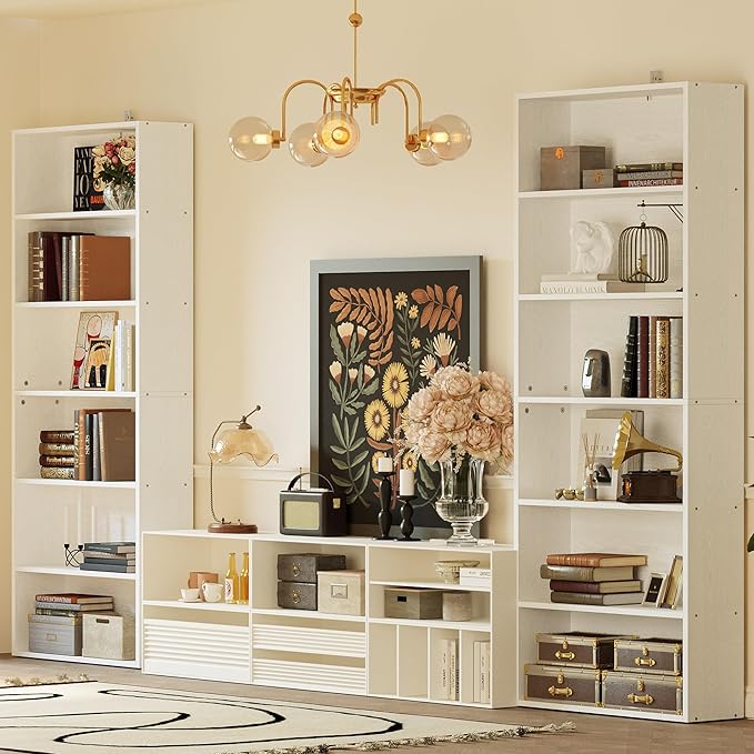 IRONCK Bookshelves and Bookcases Set of 2 Floor Standing 6 Tier Display Storage Shelves 70in Tall Bookcase Home Decor Furniture for Home Office, Living Room
