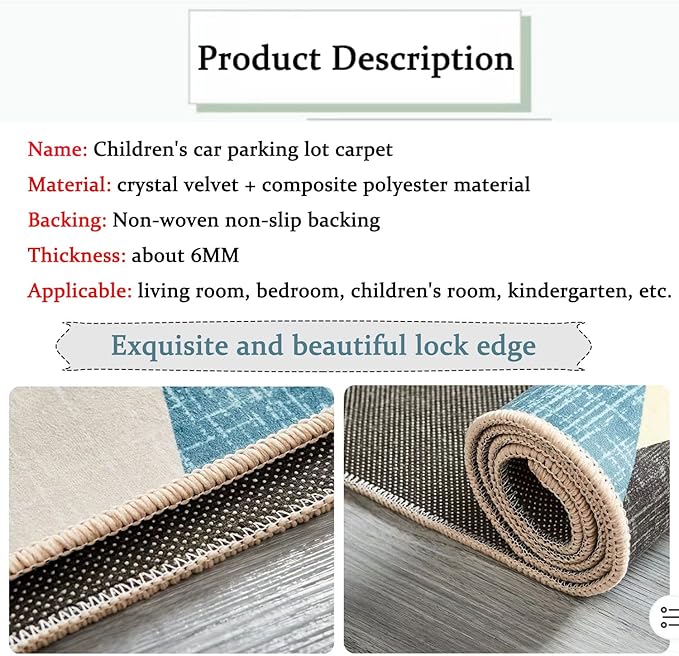 Kids Rug Play Mat Great for Playing with Cars and Toys,Educational Kid Road and Traffic City Life Carpet,Children Baby Fun Throw Rug for Bedroom Play Room,79X118Inch/200X300CM