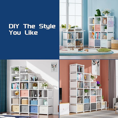 Mavivegue 20 Cube Book Shelf, Storage Organizer, Large DIY Bookcase, Metal Cube Bookshelf, Cubbies Closet Storage Organizer Shelves for Bedroom,Living Room,Home,Office