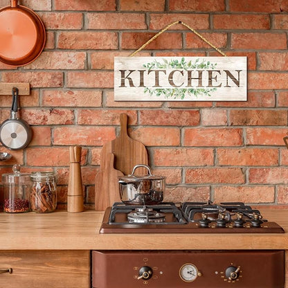 Wooden Sign Wall Decor 4 Piece, Rustic Wall Art, Farmhouse Wall Hanging Plaques for Bathroom Kitchen Laundry Pantry (4.7x13.7 inches)