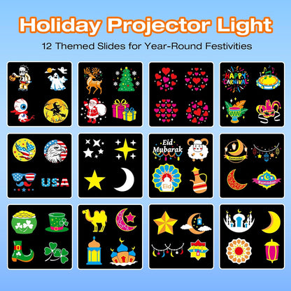 Halloween Christmas Projector Lights Outdoor, Holiday Decorations | Waterproof for 4th Jul, Valentine’s Day ,St. Patrick's Day ,Ramadan,decor for Garden, Home, Yard(11 Cards)