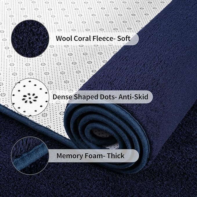 Area Rugs for Bedroom Living Room, 6x9 Navy Blue Super Soft Comfy Thickened Memory-Foam Indoor Carpets, Modern Aesthetic Minimalist Carpet for Boys Girls Adults Apartment Nursery Home Décor