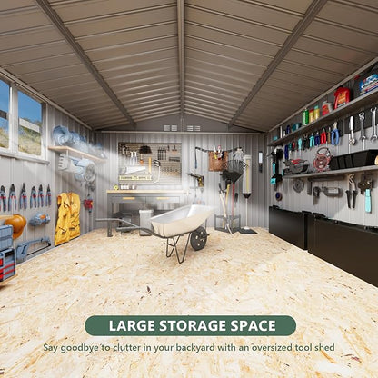 8x6 FT Metal Storage Shed with Window,Outdoor Storage Building,Large Backyard Sheds,Waterproof Outside Storage Sheds