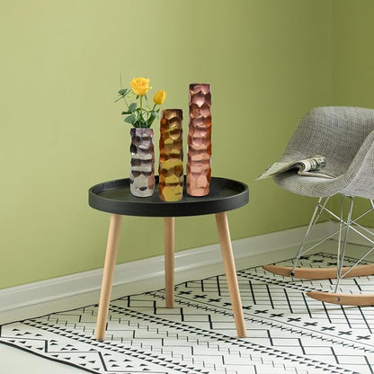Large Decorative Modern Metal Honeycomb Design Table Flower Vase in Gold, 15-Inch Height, Stylish Contemporary Centerpiece for Dining Room, Living Room