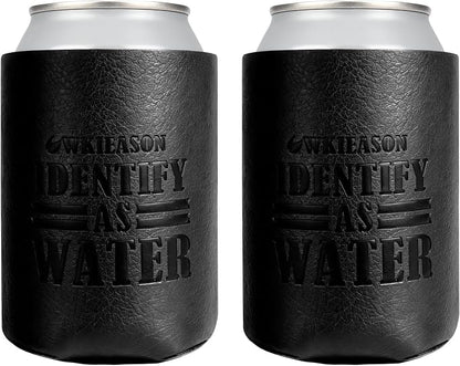 WKieason Valentines Day Gifts 2pc for Him Dad Leather Can Cooler for Dad Fathers Day Can Coolie Sleeves for Men Women Her Girlfriend Boyfriend Husband Wife Anniversary Birthday Funny Can Cooler