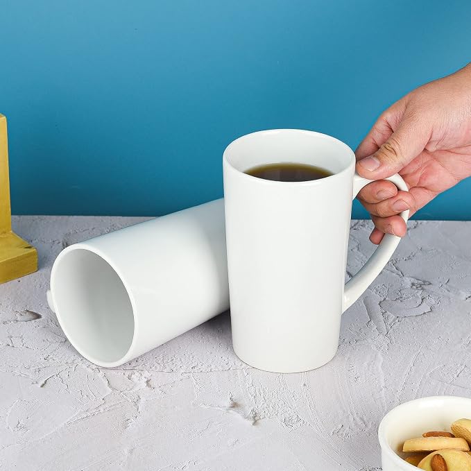 BYCNZB 22oz white Super Large tall Ceramic Coffee Mugs Large Handles Set of 4