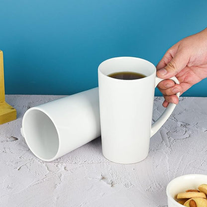 BYCNZB 22oz white Super Large tall Ceramic Coffee Mugs Large Handles Set of 4
