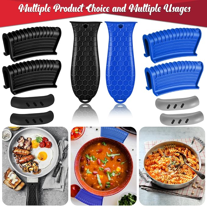 5pcs Cast Iron Handle Cover, Silicone Hot Handle Holder | Heat Resistant Cast Iron Skillet Covers Potholder for Frying Pans and Griddles Kitchen Supplies under 400℉