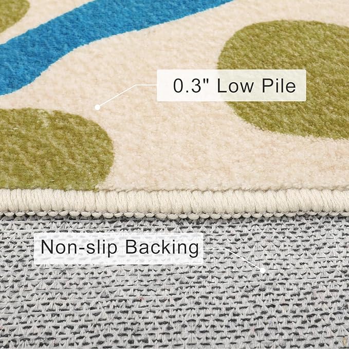Large Area Rug for Living Room, 8'x10' Rainbow Kids Rug for Classroom, Colorful Art Washable Rug for Bedroom, Non-Slip Ink Splotch Nursery Rug Soft Modern Living Room Carpet for Dorm School