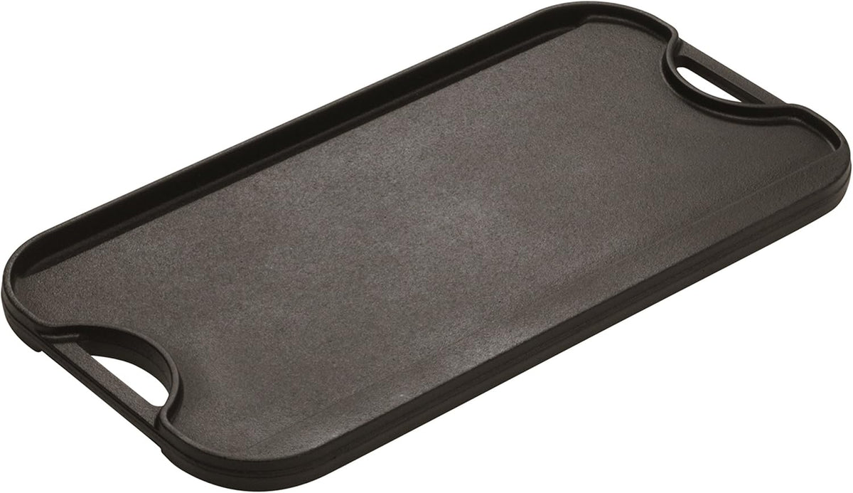 Lodge LPGI3 Cast Iron Reversible Grill/Griddle, 20-inch x 10.44-inch, Black & LGP3 Rectangular Cast Iron Grill Press, Pre-Seasoned, 6.75-inch x 4.5-inch