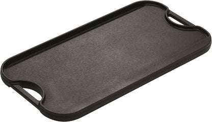 Lodge LPGI3 Cast Iron Reversible Grill/Griddle, 20-inch x 10.44-inch, Black & LGP3 Rectangular Cast Iron Grill Press, Pre-Seasoned, 6.75-inch x 4.5-inch