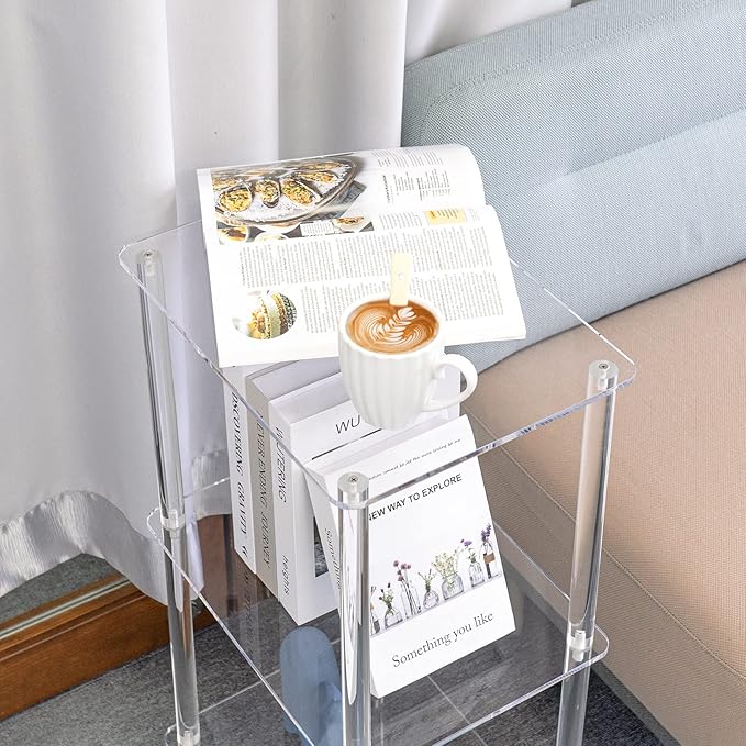 Acrylic Bookcase for Small Spaces, 3 Tier Clear Bookshelf for Bedroom, Bathroom, Living Room, Multipurpose Shelving Unit for Collectibles, Plants, Display, 15.7'' L x 11.8'' W x 30.7'' H