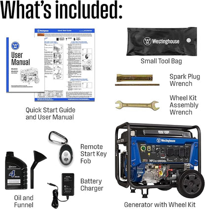 Westinghouse 12500 Peak Watt Home Backup Portable Generator, Remote Electric Start with Auto Choke, Transfer Switch Ready, Gas Powered, CO Sensor