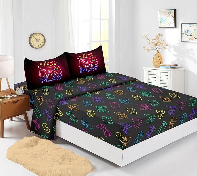 Gamer Comforter Sets,6 PCS Gaming Bedding Set for Boys,Kids Comforter Sets for Boys,Twin Comforter Sets for Boys,Bed in A Bag with Sheets(Twin,Red Color)