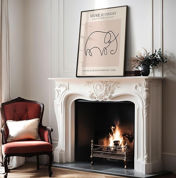 Poster Master Vintage Poster - Retro One Line Elephant Drawing Print - Elephant Art - Minimal Gift for Men, Women, Animal Lover - Abstract Wall Decor for Home, Office, 18x24 Unframed Wall Art