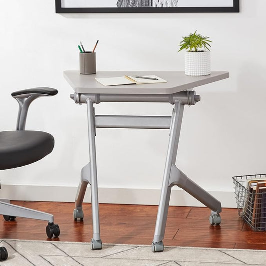 Safco Products Learn Nesting Trapezoid Desk, Small Corner Desk for Classrooms & Custom Classroom Layouts (Pebble Gray)