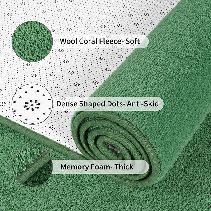 Area Rugs for Bedroom Living Room, 5x8 Green Super Soft Comfy Thickened Memory-Foam Indoor Carpets, Modern Aesthetic Minimalist Carpet for Boys Girls Adults Apartment Nursery Home Décor