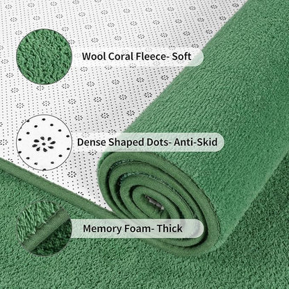 Area Rugs for Bedroom Living Room, 5x8 Green Super Soft Comfy Thickened Memory-Foam Indoor Carpets, Modern Aesthetic Minimalist Carpet for Boys Girls Adults Apartment Nursery Home Décor