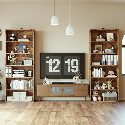 IRONCK Bookshelves and Bookcases Set of 2 Floor Standing 6 Tier Display Storage Shelves 70in Tall Bookcase Home Decor Furniture for Home Office, Living Room, Bed Room