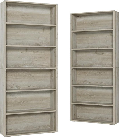 IRONCK Bookshelves and Bookcases Set of 2 Floor Standing 6 Tier Display Storage Shelves 70in Tall Bookcase Home Decor Furniture for Home Office, Living Room