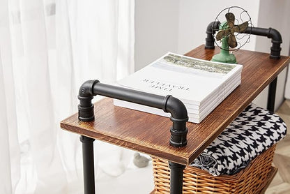 Industrial Bookshelf, Pipe Shelves, Industrial Pipe Shelving, 3 Tier Bookshelf,Pipe Bookshelf,Industrial Pipe Shelf(Rustic Brown, 29.5" L x 11.8" W x 39" H)