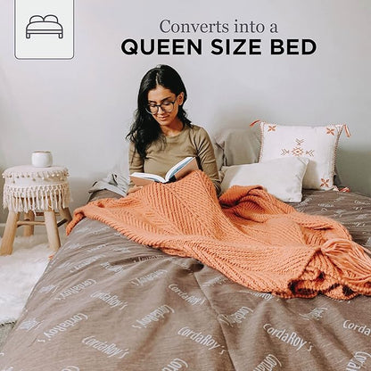 CordaRoy's Chenille Bean Bag - Convertible Bean Bag Chair & Bed - Machine-Washable Chenille Fabric Cover - for Basement, Living Room, Game Room, Dorm & More - Queen Size - Very Peri Purple